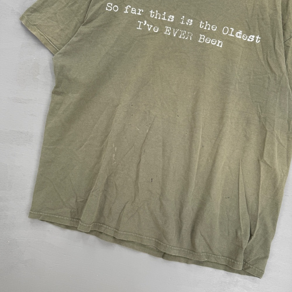 Vintage Graphic Tee Green Oldest I've Ever Been Funny Quote Shirt XL - Picture 3 of 7